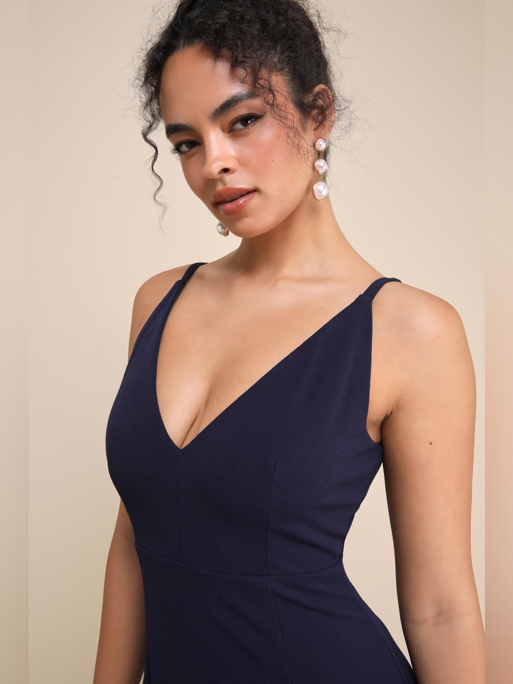 Lulus Melora Navy Blue Sleeveless Maxi Dress M NWT Elegant V-Neck Evening Gown - Picture 8 of 15